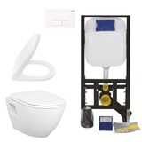 thumbnail of Creavit Hänge WC Set Weiß Keramik Wand WC mit Softclose Sitz und Unterputz Vorwandelement Spülkasten 3/6 L Komplettset