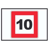 thumbnail of Höchstgeschwindigkeit 10 km/h nicht zu überschreiten Schild mit Symbol A1 (594x841mm)