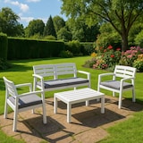 thumbnail of Dmora Outdoor-Lounge-Set Massa, Gartengarnitur mit 2 Sesseln, 1 Sofa und 1 Couchtisch, 100 % Made in Italy, Weiß