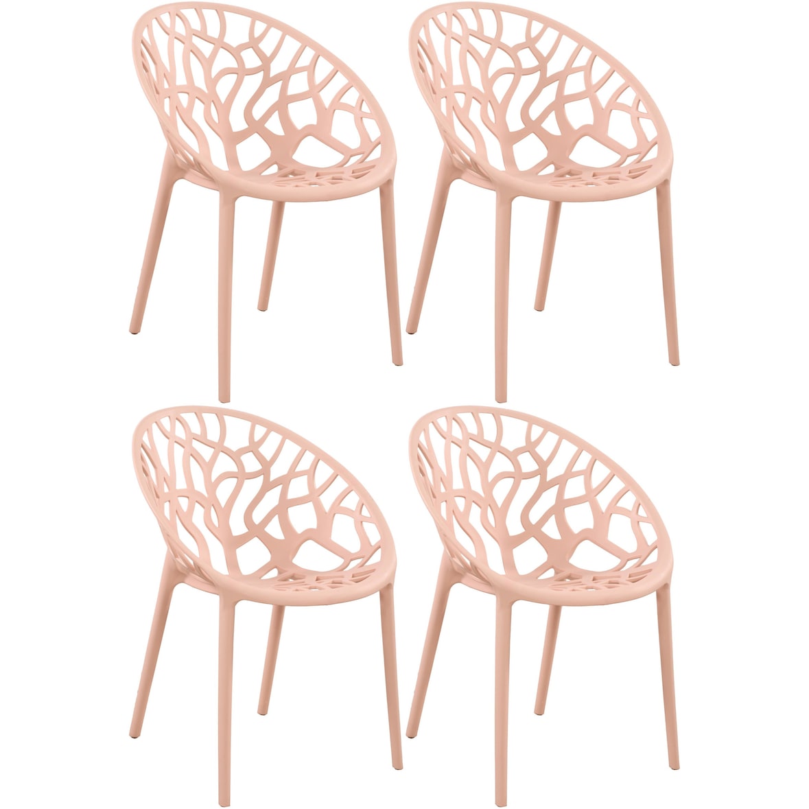 4er Set stapelbare tuinstoelen Hope roze