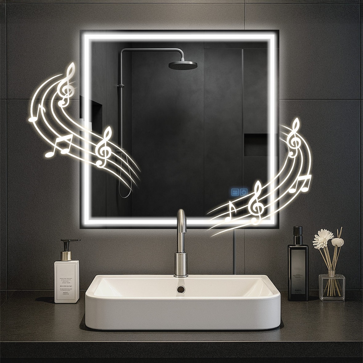 Espejo de Baño Jaffrey con Bluetooth 80x80 cm