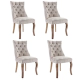 thumbnail of Merax Polsterstühle(Set, 4 St), Stuhl Hellbeige Samt Esszimmerstuhl, hohe Rückenlehne, mit Knopfsteppung, Gestell aus Massivholz, Hellbeige