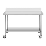 thumbnail of Royal Catering - RVS tafel met wielen - PREMIUM - 60 x 150 cm - 160 kg - achterwand -