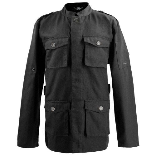 226 - Kochjacke Parkastyle, langarm, Druckknöpfe : schwarz 65% Polyester 35%Baumwolle 220 g/m² M