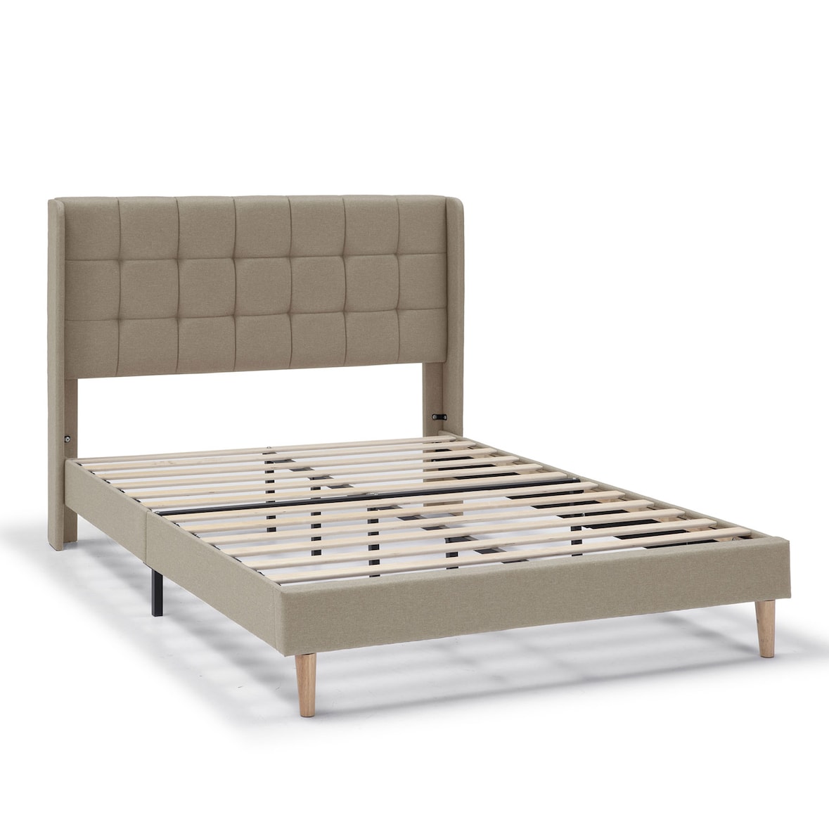 Estructura de Cama tapizada Esther de 30 cm, 150x190 cm, Beige