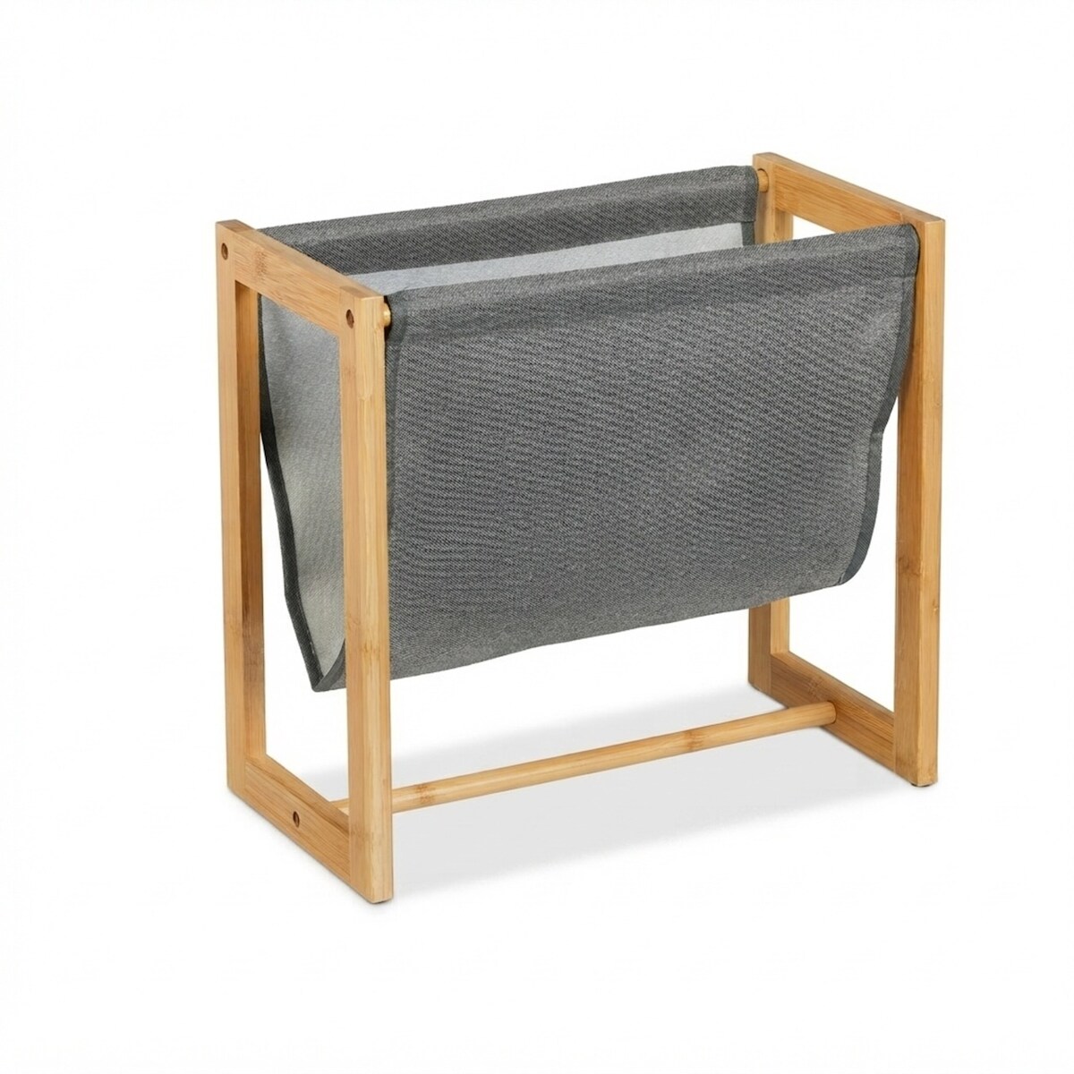 Relaxdays Zeitschriftenhalter, Bambus & Stoff, HBT: 37 x 39,5 x 21 cm, A4, Magazinhalter, Zeitungshalter, natur/grau
