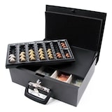 thumbnail of Geldkassette SAFE I Stahl schwarz mit Münzzählbrett / Tragegriff hjh OFFICE