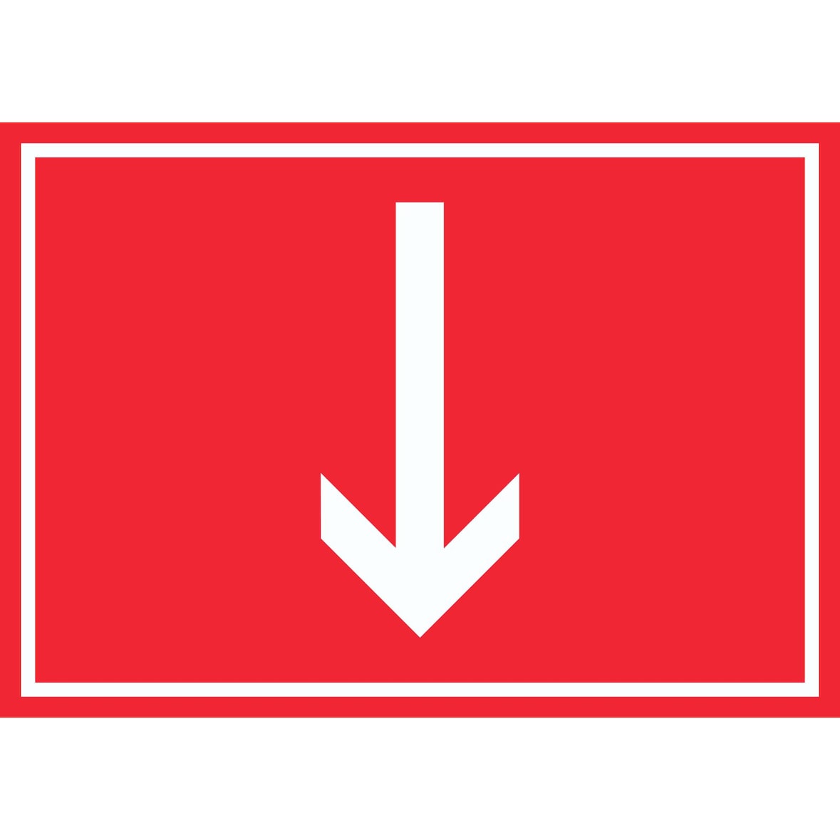 Richtungspfeil runter Schild waagerecht weiss rot Pfeil A2 (420x594mm)