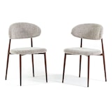thumbnail of Set de 2 sillas de interior MOIRA, estructura de metal con efecto madera, asiento acolchado en tela, para cocina, bar y restaurantes - Madera oscura