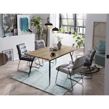 thumbnail of Möbilia eettafel 150 x 90 cm | blad MDF met eiken decor | metalen onderstel | B 150 x D 90 x H 77 cm | naturel-zwart | 18020006 | TAFEL serie