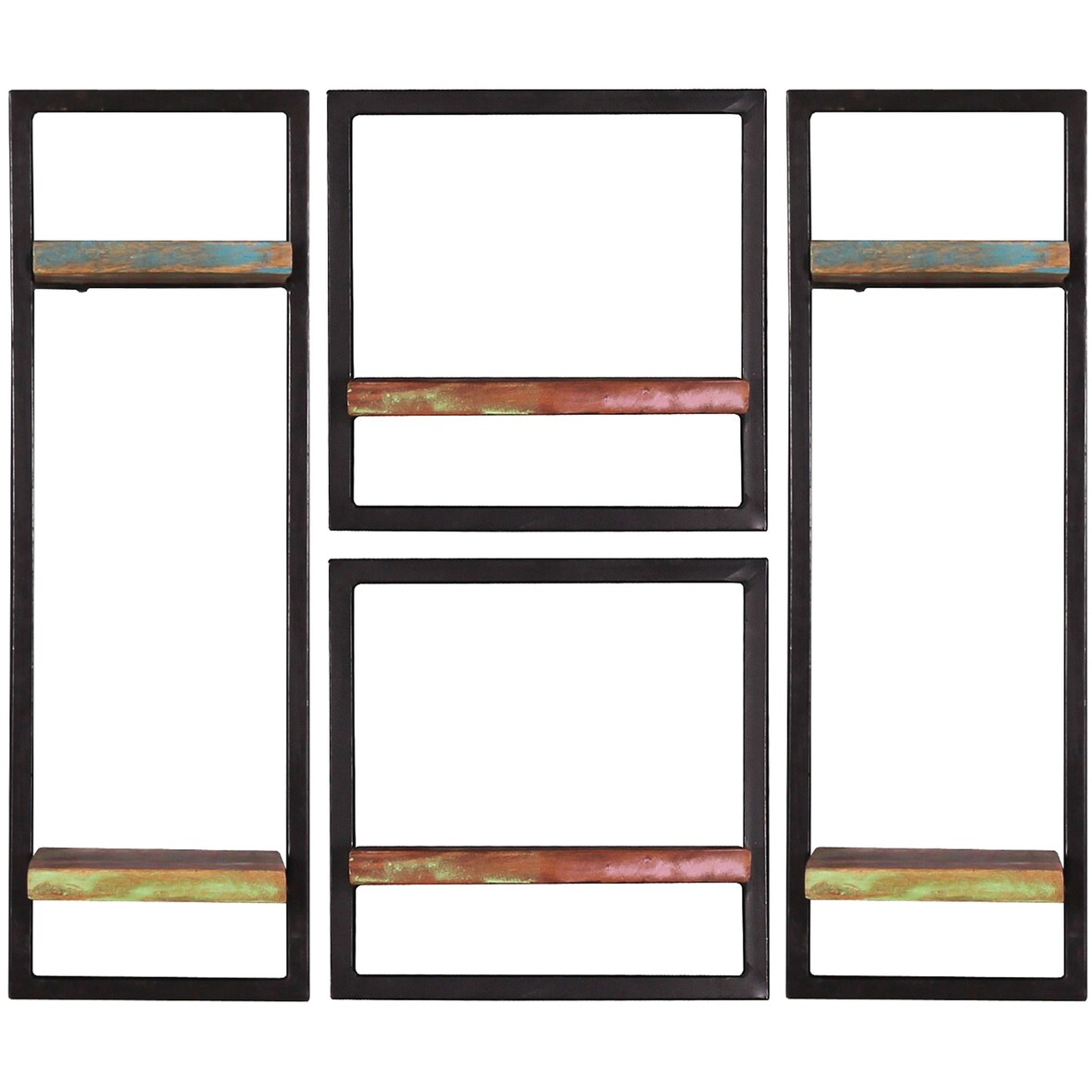 SIT Möbel Wandregal-Set | 4-teilig | Altholz | Serie RIVERBOAT | B 95 x T 25 x H 75 cm | bunt