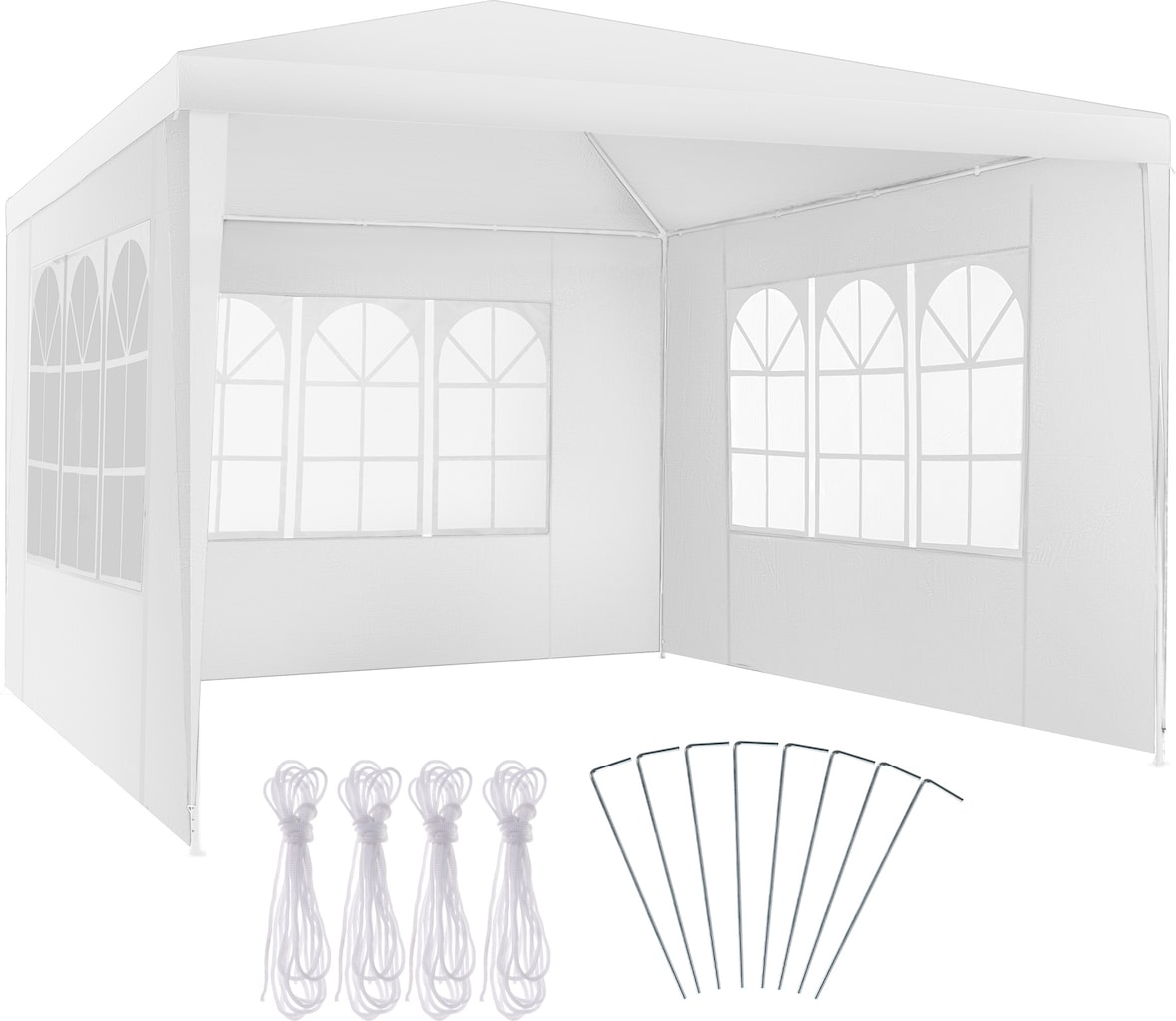tectake Carpa Baraban 3 x 3 m con 3 paneles laterales 300 x 300 x 250 cm Blanco
