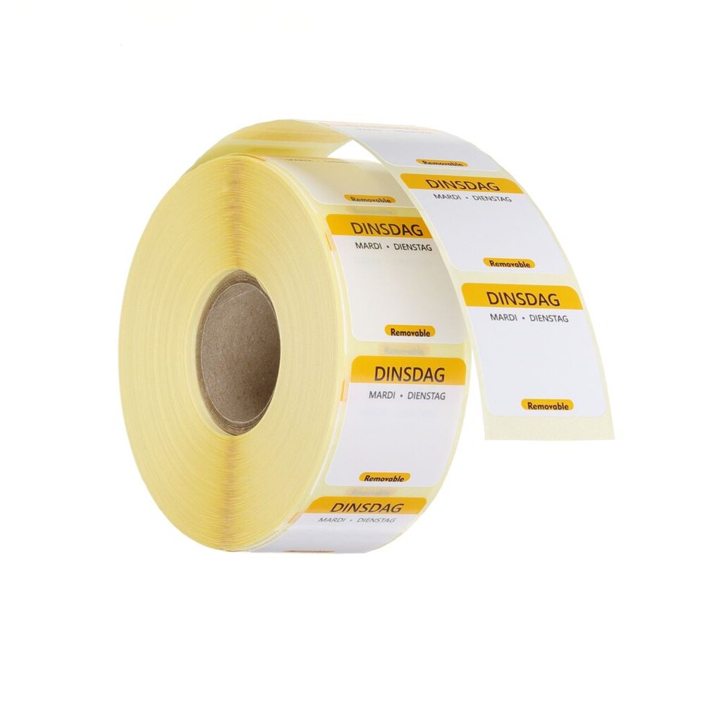 Étiquettes de sécurité journalières, multi-usages, faciles retirer , HENDI, Mardi, Jaune, 1000 u., 25x25mm