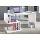 thumbnail of Dmora Schreibtisch Valerio, Linearer Schreibtisch mit PC-Halterung, Mehrzweck-Bürotisch, cm 140x60h78, glänzend weiß