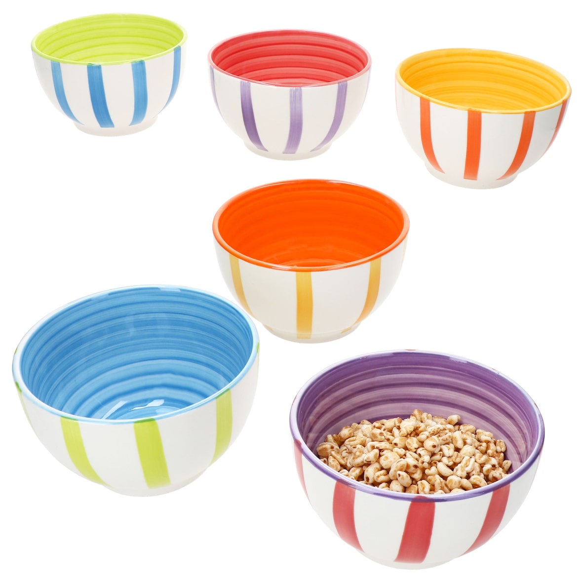 Summer Stripes 6er Set Müsli-Schale Ø14cm 500ml Dessert-Schüssel bunte Streifen