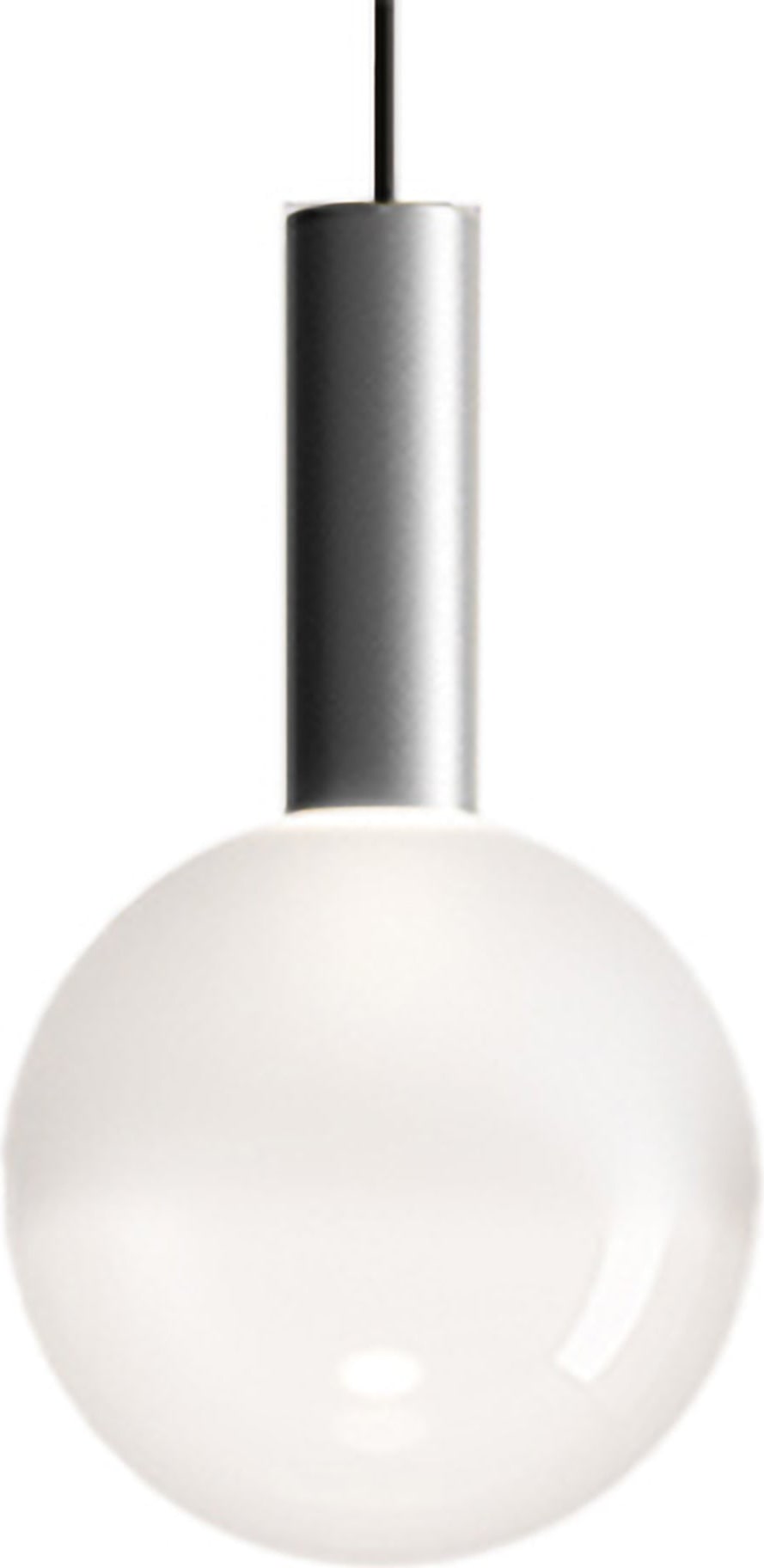 Zafferano LED-Pendelleuchte aus Aluminium und mundgeblasenem Borosilikatglas, warmes Licht 2700 K, Durchmesser 18 cm, Aluminiumfarbe
