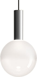 thumbnail of Zafferano LED-Pendelleuchte aus Aluminium und mundgeblasenem Borosilikatglas, warmes Licht 2700 K, Durchmesser 18 cm, Aluminiumfarbe