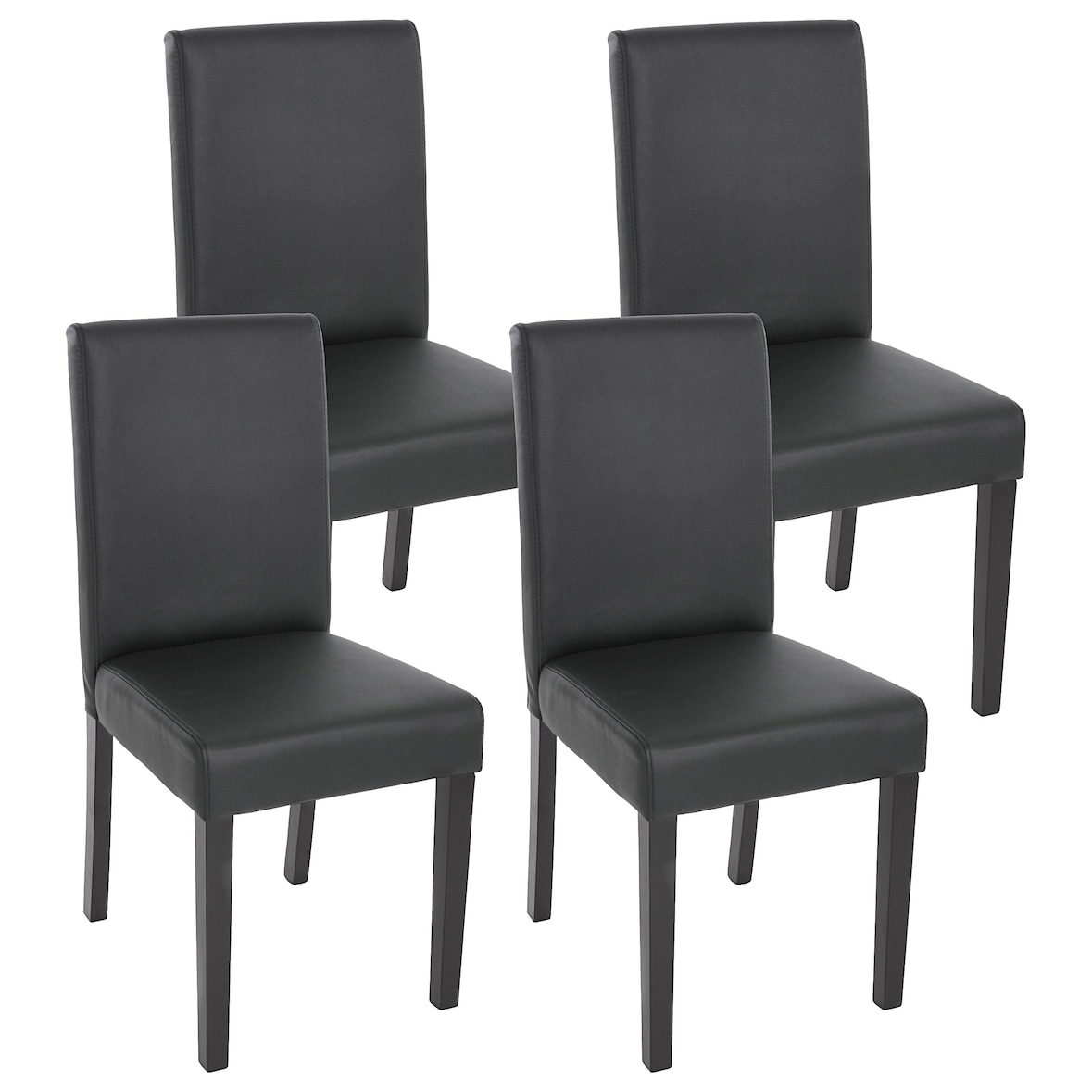 Set van 4 eetkamerstoelen Keukenstoel Littau ~ imitatieleer, mat zwart, donkere poten