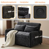 thumbnail of Schlafsofa 129x163 cm aus Chenille mit USB-Anschluss – modernes, komfortables Wohnzimmer Sofa in Grau, vielseitig nutzbar