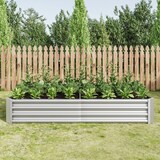 thumbnail of Hochbeet aus Metall 30x180x90 cm Silber aus verzinktem Stahlwellblech ohne Boden mit gefalteter Innenkante wetterfest für Garten Terrasse