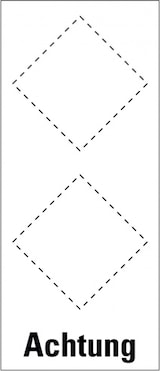 thumbnail of Aufkleber I Grundetikett Achtung, für 2 GHS-Piktogramme, Folie, selbstklebend, 30x70mm, 8/Bogen