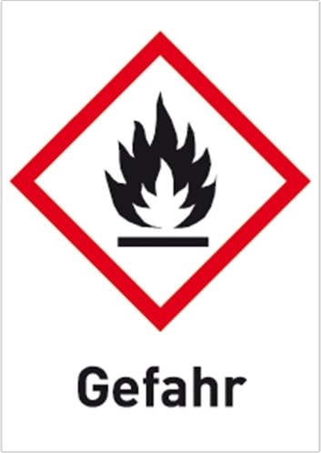 Aufkleber Entzündbar (GHS 02) Gefahr, Folie, 37x52 mm, 6 Stück/Bogen