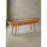 thumbnail of Sitzbank Echtleder / Massivholz Bank Braun 125x50x38 cm Chesterfield, Design Polsterbank Flur, Lederbank Bettbank 2 Personen, Flurbank