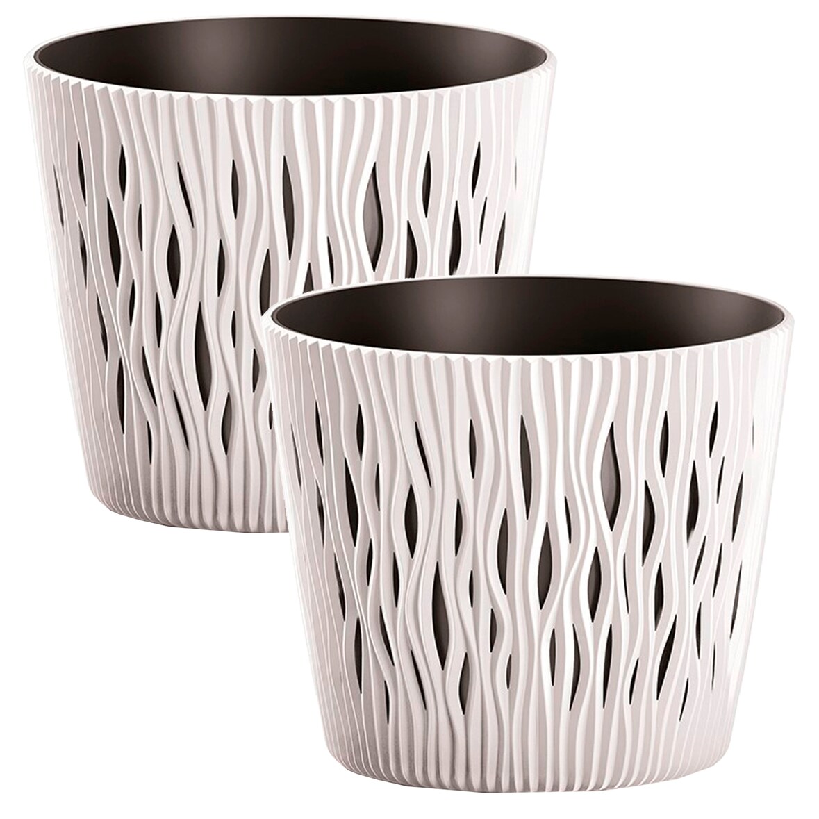 WellHome - Set mit 2 Pflanztöpfen 5L Sandy Round Ø22,5 cm/Stück in Weiß