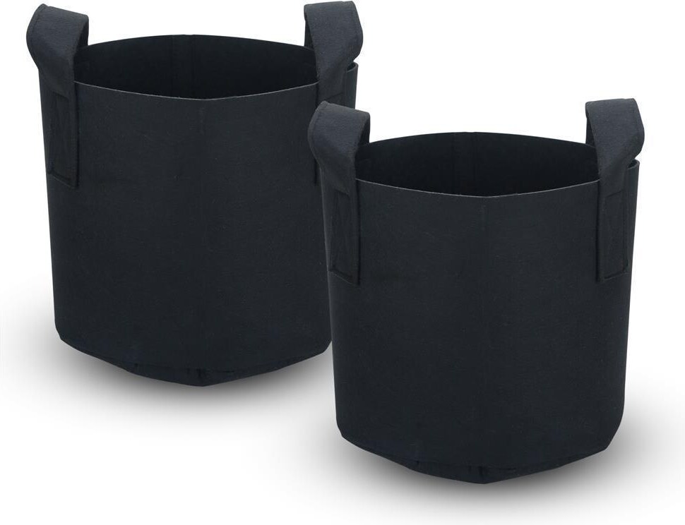 Intirilife 2x Vlies Pflanzsack in 56 Liter - 15 Gallon - 50 x 30 cm - Pflanzen Blumen Übertopf aus Vliesstoff mit Tragegriffen für Garten