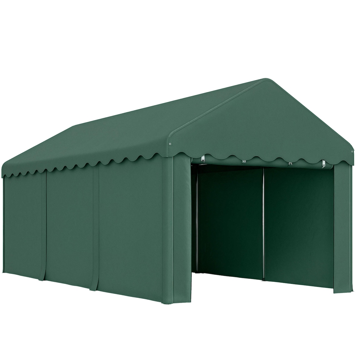 Outsunny carpa garaje 6x3 m garaje exterior para coche impermeable anti-UV con paredes laterales desmontables y 2 puertas con cremallera verde