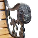 thumbnail of Tuinbank HWC-F98, parkbank houten bank, 2-zits gietijzer hout 125cm 20kg ~ lichtbruin