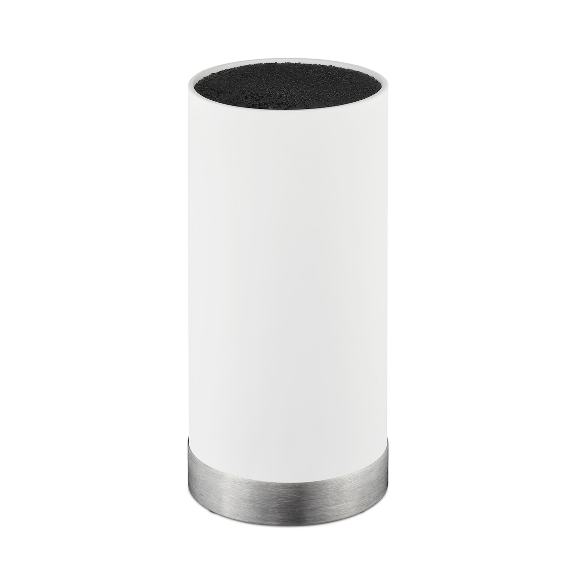 Relaxdays Messerblock rund, Messerhalter unbestückt, universal, Messeraufbewahrung mit Borsten, HxD: 22 x 11 cm, weiß