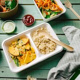 thumbnail of BIOZOYG 50 Stück Menüschalen für Take-Away 1000ml, 2-Kammern, aus biologisch abbaubarem Zuckerrohr - nachhaltige Einwegschalen, To-Go-Schalen