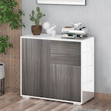 thumbnail of HOMCOM Aparador de Cocina con 2 Puertas 2 Cajones Marco de Blanco Brillante Estante Ajustable Apertura a Presión Armario de Almacenamiento 79x36x74 cm