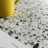thumbnail of Restootab - Mesa Milan-T, 70x70cm, terrazzo chip branco, bordas de latão