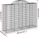 thumbnail of vidaXL Gabione mit Hochbogen 200x50x140/160 cm Verzinktes Eisen