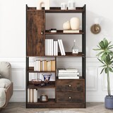 thumbnail of Bücherregal 173x100x30 cm mit Türen und Schubladen in Schwarz Braun, industrieller Stil für Wohnzimmer und Arbeitszimmer