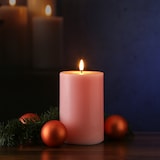 thumbnail of LED Kerze Mia Deluxe Echtwachs flackernd Wachsspiegel H: 15cm D: 10cm rosa
