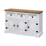 thumbnail of Möbilia Sideboard | 3 Schubladen, 3 Türen | Kiefer massiv | weiß-braun | B 130 x T 45 x H 80 cm