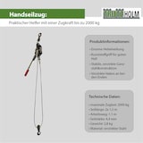 thumbnail of Handhebelseilzug Seilwinde Flaschenzug Hebezug Seilzug 2000 kg kraftvolle Übersetzung