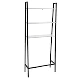 thumbnail of Standregal HWC-K82, Badregal Waschmaschinen-Regal Leiterregal, Industrial Metall Holz 155x64x25cm ~ Marmor-Optik weiß