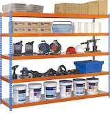 thumbnail of SimonRack Estantería Industrial, 2000x1800x600 mm, 400 kg de Punto Flexión, 5 Estantes Metálicos, Estantería Garaje, Azul/Naranja/Galva - Ecoforte