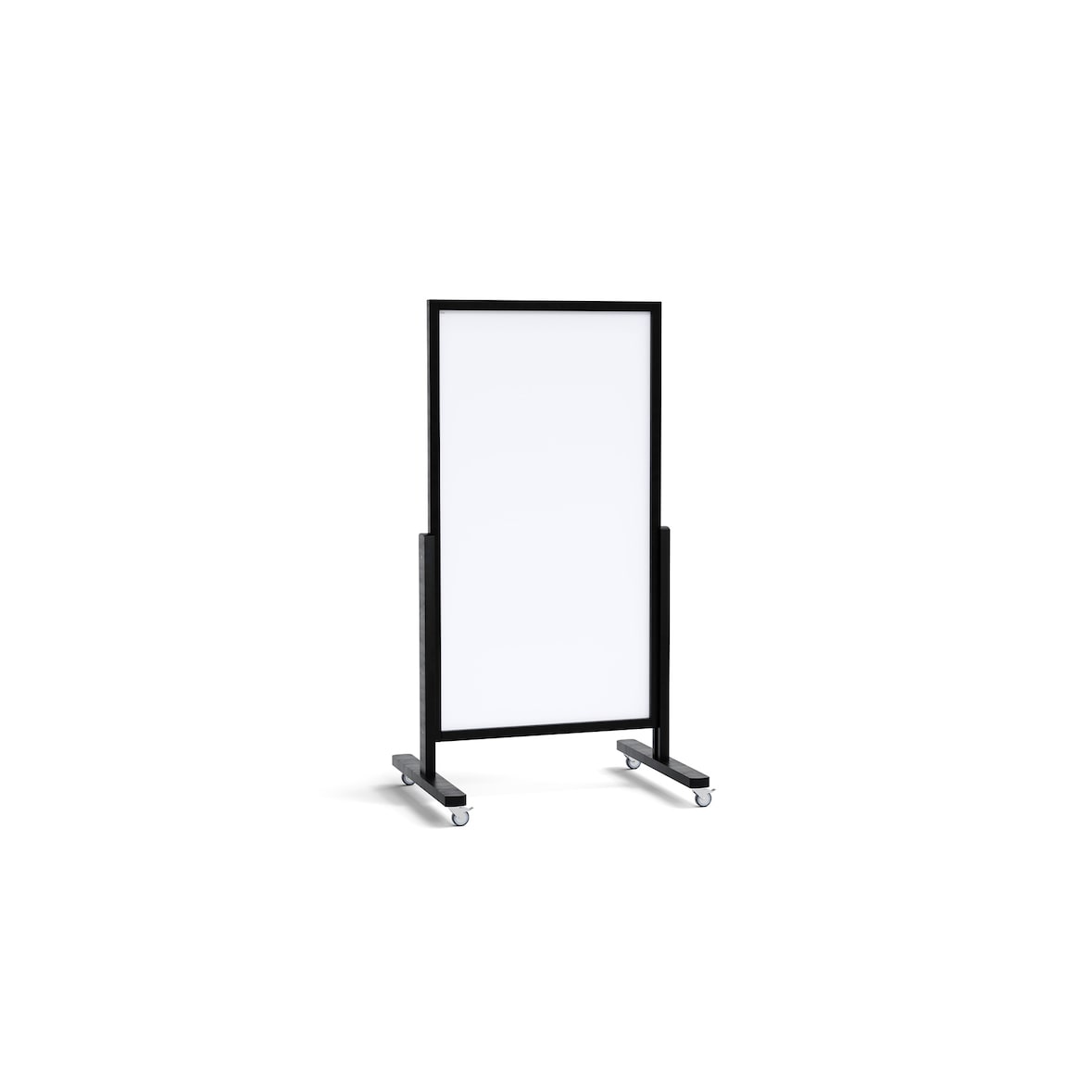 ALLboards Lavagna bianca magnetica verticale con ruote VERT 137×78 cm con cornice in legno nera