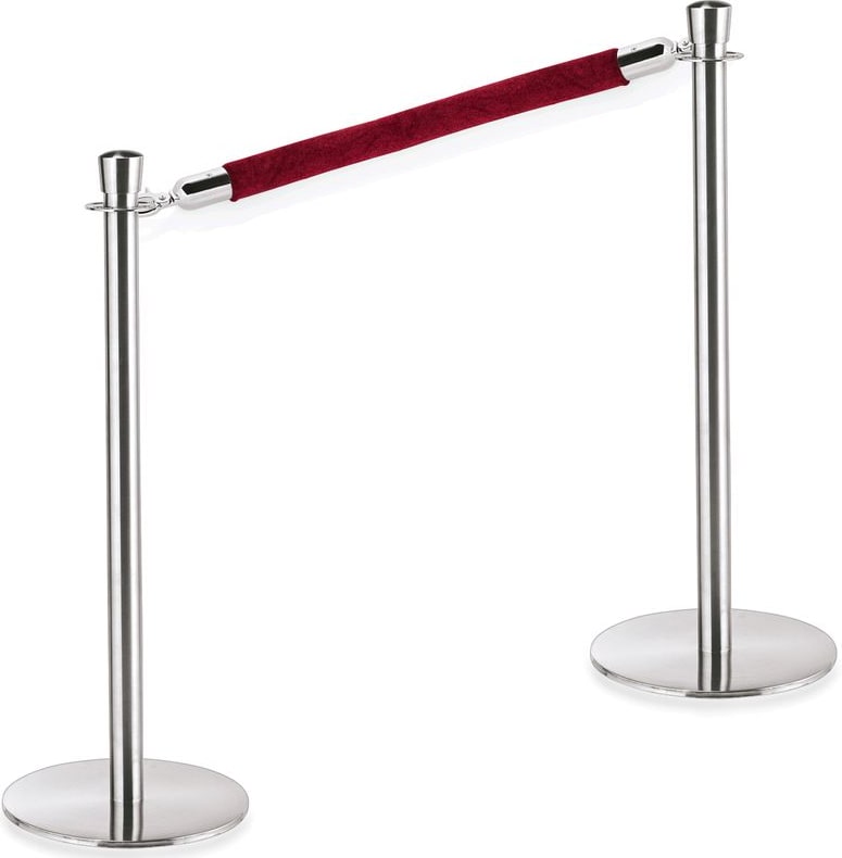 2x Abgrenzungspfosten Zylinder + 1x Verbindungstau 1,5 m Bordeaux rot, silber, Serie Classic
