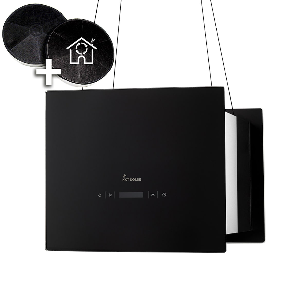 Inselhaube Dunstabzugshaube 40cm Edelstahl schwarzes Glas SensorTouch Bedienung