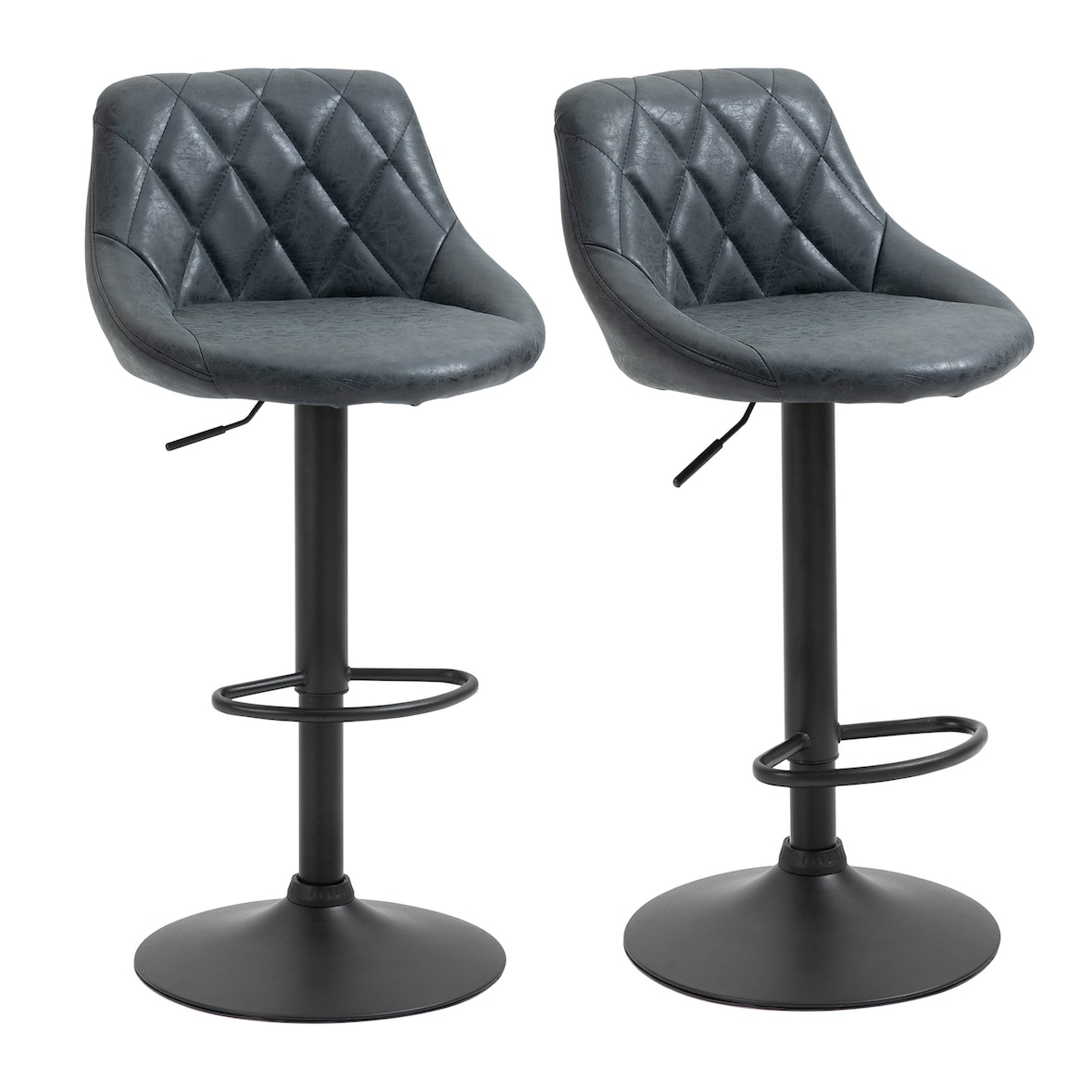 Conjunto de 2 Taburetes de Bar Giratorio con Altura Regulable Sillas Altas Modernas de Comedor con Base Redonda y Reposapiés 51,5x48x83-104 cm