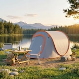 thumbnail of Outsunny tienda de campaña pop-up para 2-3 personas plegable impermeable con ventana puerta y bolsa de transporte para senderismo 245x148x105 cm gris