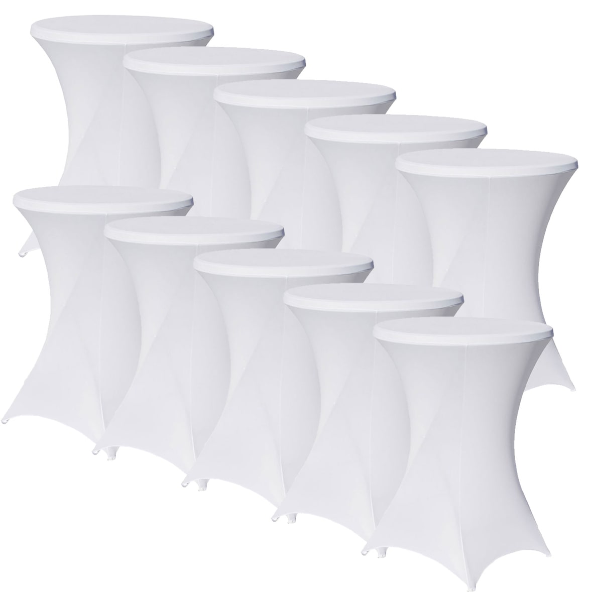 10er Set Stehtischhusse Stretch weiß Ø 80 cm Tischhusse