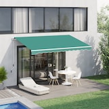 thumbnail of Outsunny toldo manual retráctil 295x245 cm toldo exterior terraza enrollable con manivela de metal protección UV toldo enrollable para balcón verde