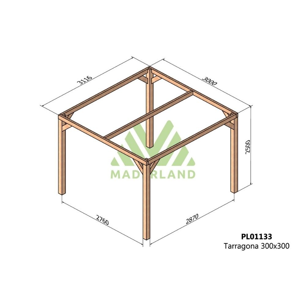 Pérgola de Madera Laminada Tarragona (Maderland) - Gardeneas